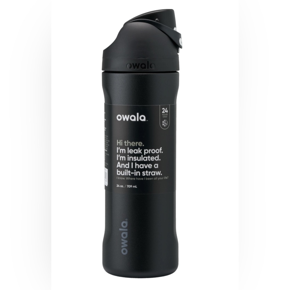 Owala Black Insulated Water Bottle with Straw
